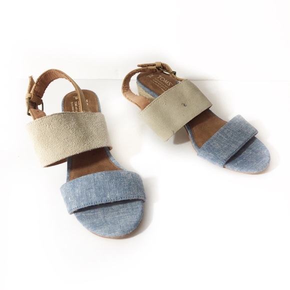 Toms Poppy Birch Suede Blue Slingback Sandal - Picture 6 of 8